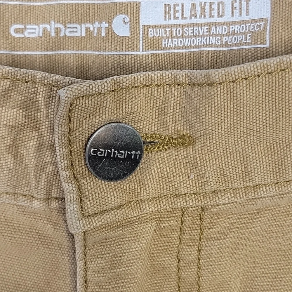 Carhartt Men's Khaki Canvas Flex Relaxed Fit Jeans‎ 38/30